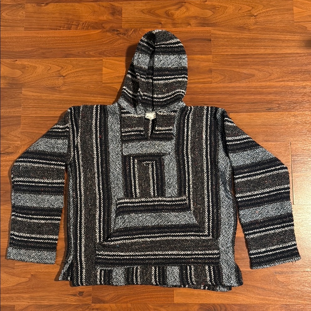 Striped Black and Gray Kids Hoodie